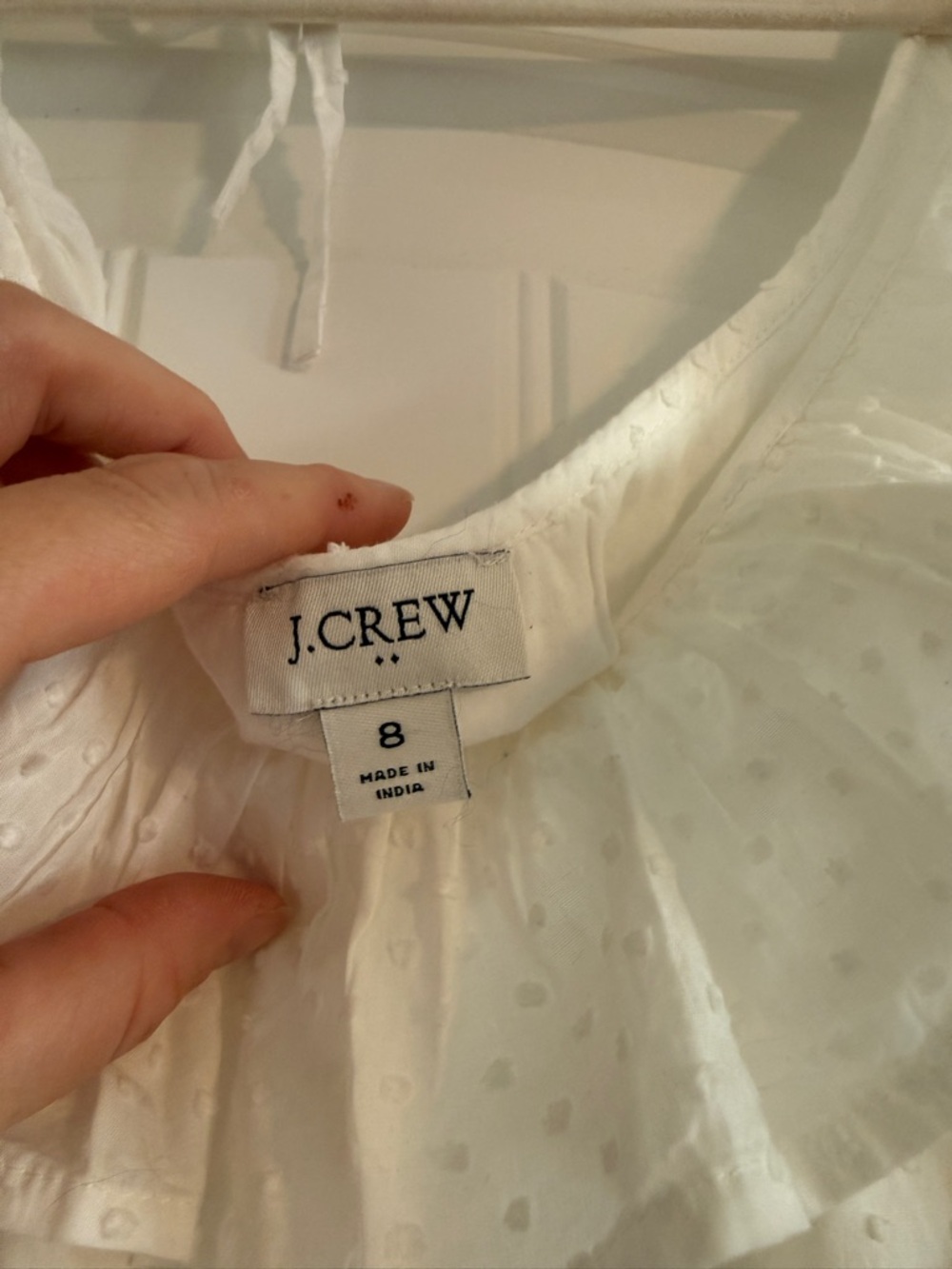 J.Crew White Swiss Dot Ruffle Tiered Mini Dress Sleeveless Tie Back Size 8 - Picture 6 of 7
